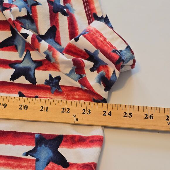 D&Co Top Womens Size XL Multicolor Stars and Stripes Short Sleeve Cotton Blend - Picture 9 of 10